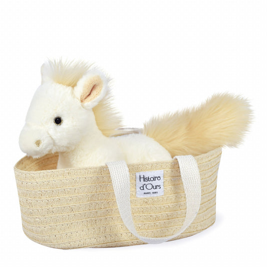 Jucarie moale din plus - Calut in cos, 25 cm, alb - Histoire d'Ours - Publisol.ro