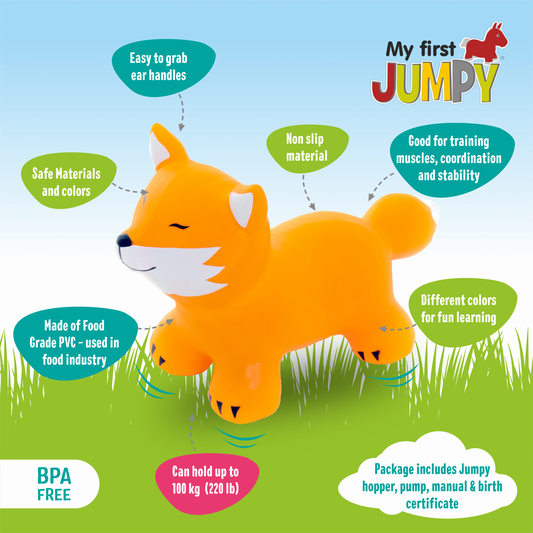 Jucarie saltareata gonflabila JUMPY - Vulpe - Gerardo Toys