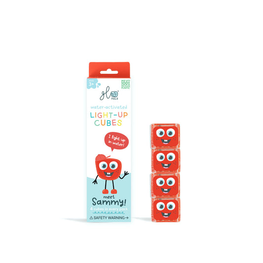 Jucarie senzoriala luminoasa Sammy - Glo Cube, rosu - Glo Pals