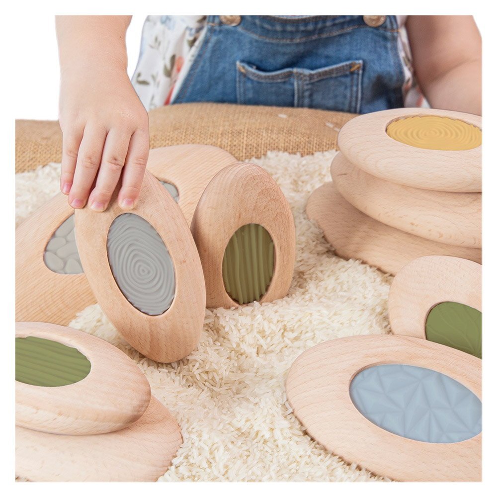 Jumbo Sensory River Stones, set senzorial din lemn, Guidecraft - Publisol.ro