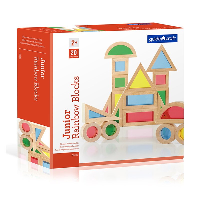 Junior Rainbow Blocks set 20 piese, Guidecraft - Publisol.ro