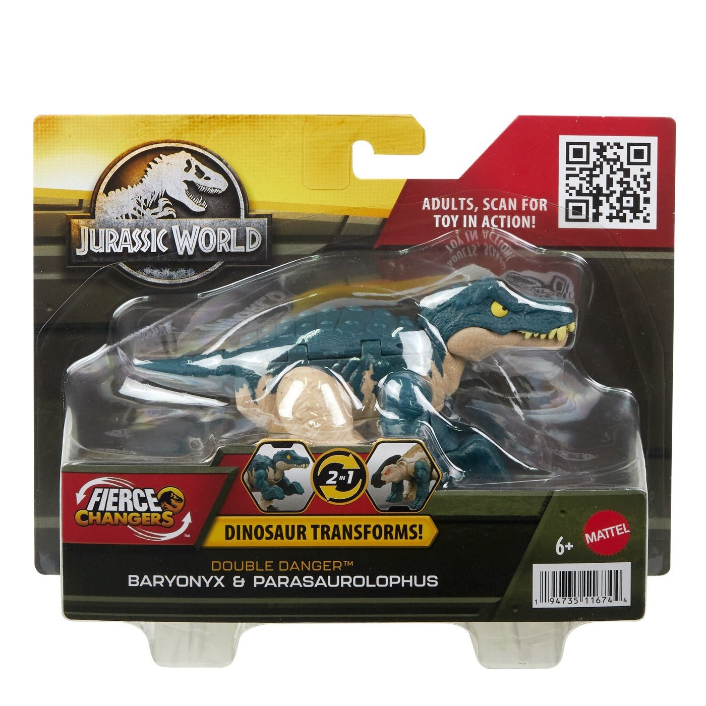 Jurassic world fierce changers double danger dinozaur transformabil baryonyx si parasaurolophus, Mattel - Publisol.ro