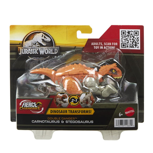 Jurassic world fierce changers double danger dinozaur transformabil carnotaurus si stegosaurus, Mattel - Publisol.ro
