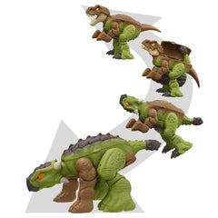 Jurassic world fierce changers double danger dinozaur transformabil tyrannosaurus rex si ankylosaurus maro, Mattel - Publisol.ro