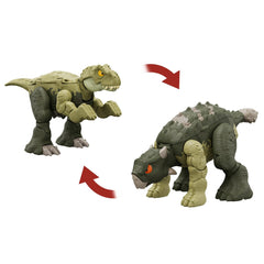 Jurassic world fierce changers double danger dinozaur transformabil tyrannosaurus rex si ankylosaurus verde, Mattel - Publisol.ro