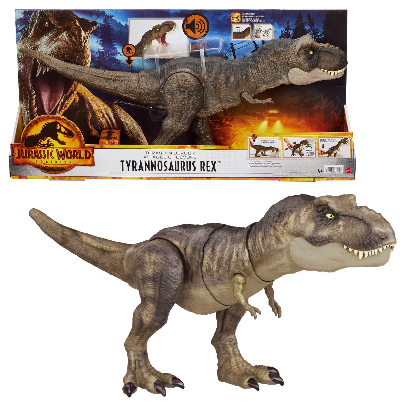 Jurassic world thrash n devour dinozaur tyrannosaurus rex, Mattel - Publisol.ro