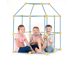 Kit constructie 3D - Cort pentru copii - albastru galben - Crazy Tent - Publisol.ro