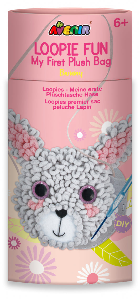 Kit DIY Loopie Fun -  Prima mea geanta de plus bucle, Iepuras - Avenir