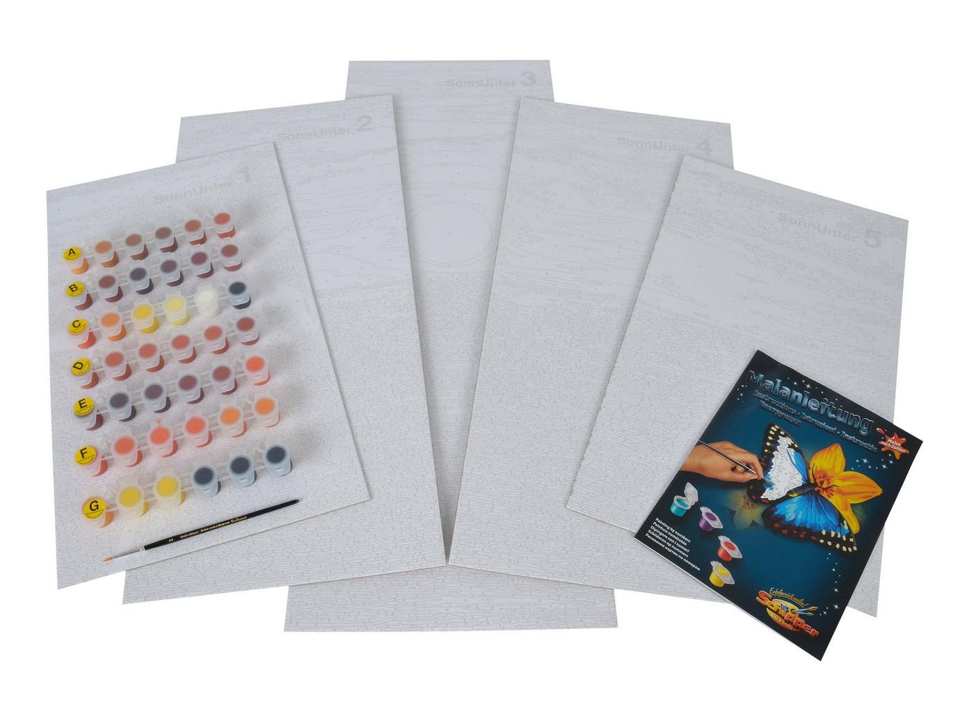 Kit pictura pe numere schipper apus in caraibe, 5 tablouri, Simba - Publisol.ro