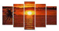 Kit pictura pe numere schipper apus in caraibe, 5 tablouri, Simba - Publisol.ro