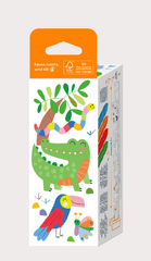 Kit rola de desenat - 2 m, include stickere si 4 creioane colorate cerate, Safari - Haku Yoka - Avenir - Publisol.ro
