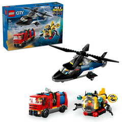 Lego city elicopter, camion de pompieri si submarin remixate 60462, LEGO - Publisol.ro