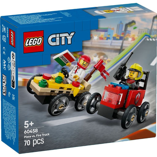 Lego city pachet de curse furgoneta de pizza vs. camion de pompieri 60458, LEGO - Publisol.ro