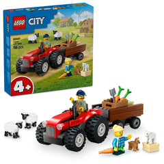 Lego city tractor de ferma rosu cu remorca si oi 60461, LEGO - Publisol.ro