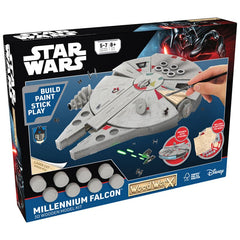 Macheta de asamblat, Wood WorX - Star Wars - Millennium Falcon, cu 80+ piese din lemn + vopsea, pensula si adeziv inclus - Publisol.ro