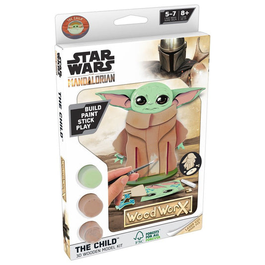 Macheta de asamblat, Wood WorX - Star Wars - The Child, cu 20+ piese din lemn + vopsea, pensula si adeziv inclus - Publisol.ro