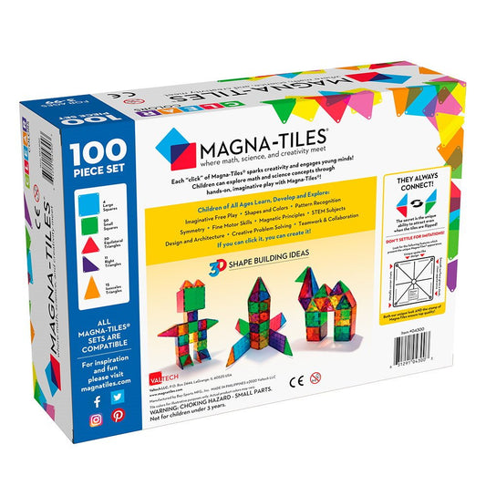 MAGNA - TILES Clear Colors, set magnetic 100 piese - Publisol.ro