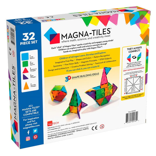 MAGNA - TILES Clear Colors, set magnetic 32 piese - Publisol.ro