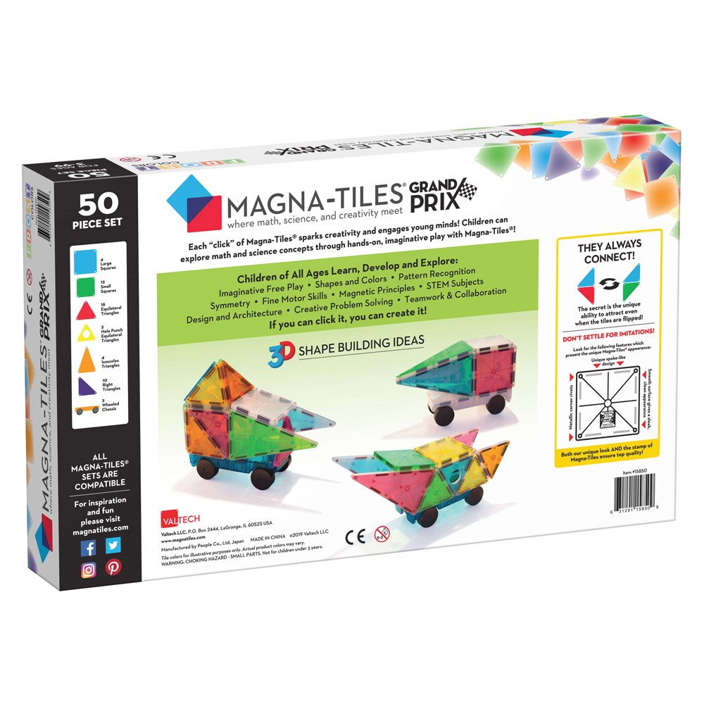 MAGNA - TILES Grand Prix, set magnetic 50 de piese cu masinute - Publisol.ro