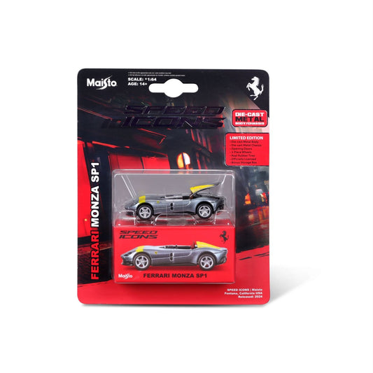 Maisto masinuta metalica SPEED ICONS FERRARI MONZA SP1 argintiu scara 1 la 64 - Publisol.ro