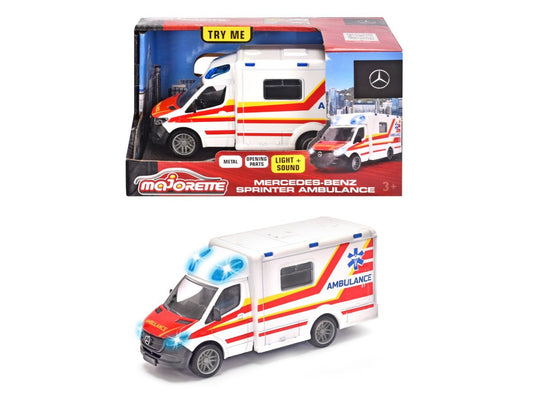 Majorette ambulanta mercedes benz sprinter cu lumini si sunete, Simba - Publisol.ro