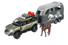 Majorette land rover cu remorca pentru cai , Simba - Publisol.ro
