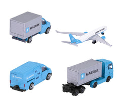 Majorette set 4 vehicule metalice de transport maersk , Simba - Publisol.ro