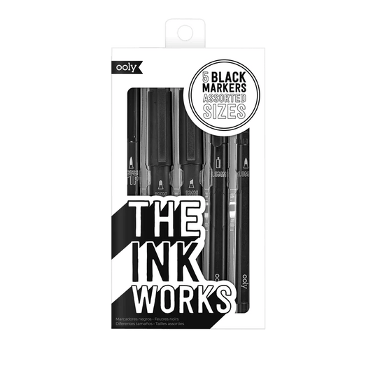 Markere negre The Ink Works - Set de 5 dimensiuni diferite - Ooly - Publisol.ro