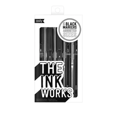 Markere negre The Ink Works - Set de 5 dimensiuni diferite - Ooly - Publisol.ro