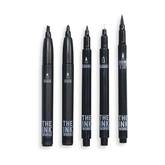 Markere negre The Ink Works - Set de 5 dimensiuni diferite - Ooly
