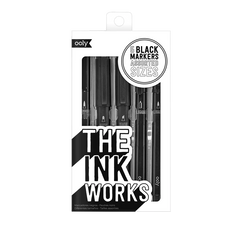Markere negre The Ink Works - Set de 5 dimensiuni diferite - Ooly