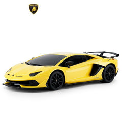 Masina cu telecomanda lamborghini aventador svj galben cu scara 1 la 24, Rastar - Publisol.ro