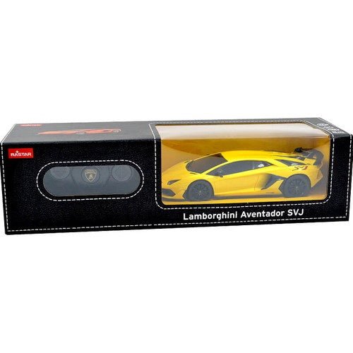 Masina cu telecomanda lamborghini aventador svj galben cu scara 1 la 24, Rastar - Publisol.ro