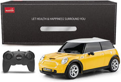 Masina cu telecomanda mini cooper galbena cu scara 1 la 24, Rastar - Publisol.ro
