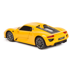 Masina cu telecomanda porsche 918 spyder galben cu scara 1 la 24, Rastar - Publisol.ro