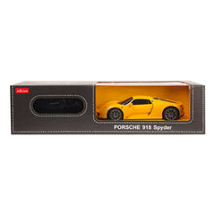 Masina cu telecomanda porsche 918 spyder galben cu scara 1 la 24, Rastar - Publisol.ro