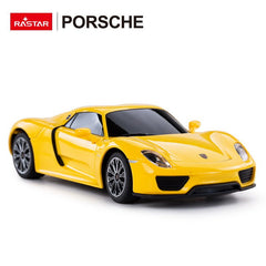 Masina cu telecomanda porsche 918 spyder galben cu scara 1 la 24, Rastar - Publisol.ro