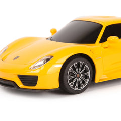 Masina cu telecomanda porsche 918 spyder galben cu scara 1 la 24, Rastar - Publisol.ro
