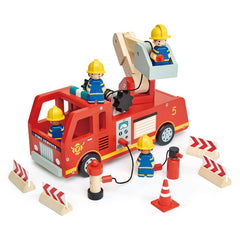 Masina de pompieri, din lemn premium - Fire Engine - 14 piese - Tender Leaf Toys - Publisol.ro