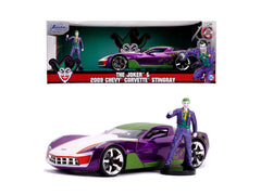 Masinute metalica chevy corvette stingray 2009 si figurina joker scara 1:24, Simba - Publisol.ro