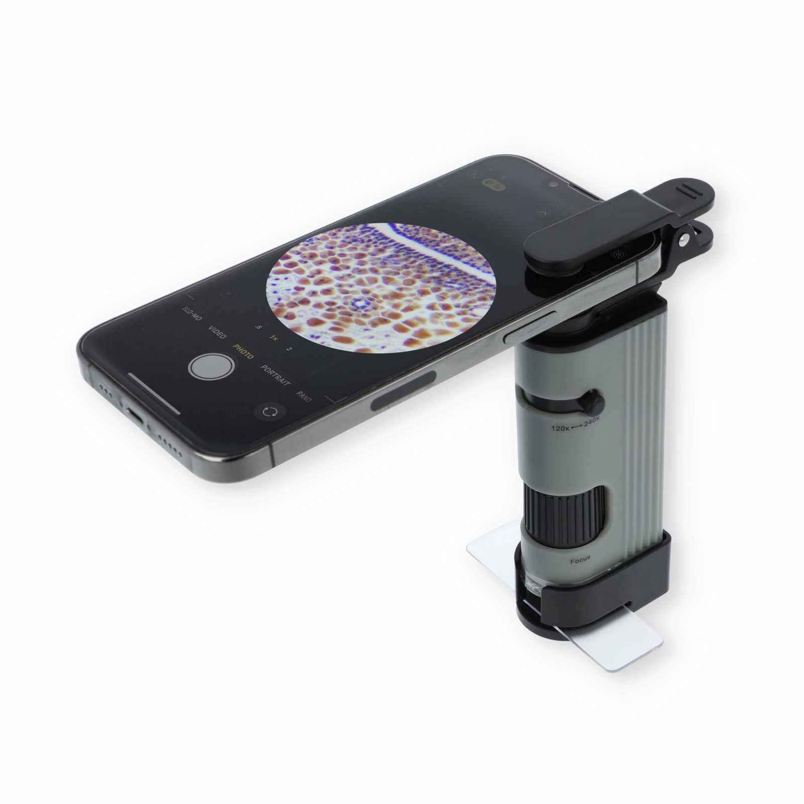 Microscop portabil, cu adaptor pentru smartphone, marire 120 - 240x, MicroPic - Carson - Publisol.ro