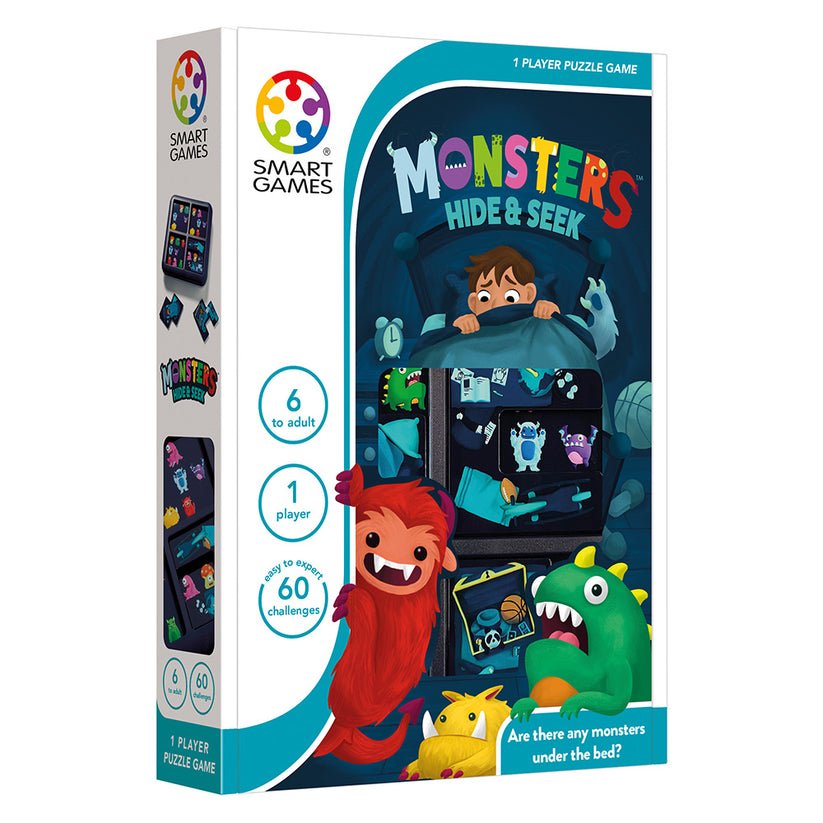 Monster Hide & Seek, joc de logica cu 60 de provocari, 6+ ani, editie internationala, Smart Games - Publisol.ro