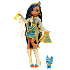 Monster high papusa cleo denile cu animalut si accesorii, Mattel - Publisol.ro