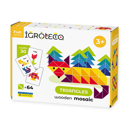 Mozaic triunghiuri din lemn 64 piese - Igroteco - Publisol.ro