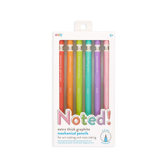Notat! - Creioane mecanice grafit extra gros - set de 6, cu citate motivationale - Ooly - Publisol.ro