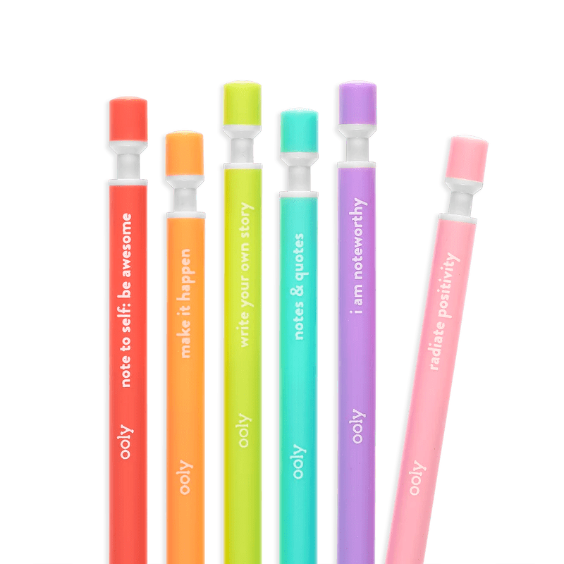 Notat! - Creioane mecanice grafit extra gros - set de 6, cu citate motivationale - Ooly - Publisol.ro