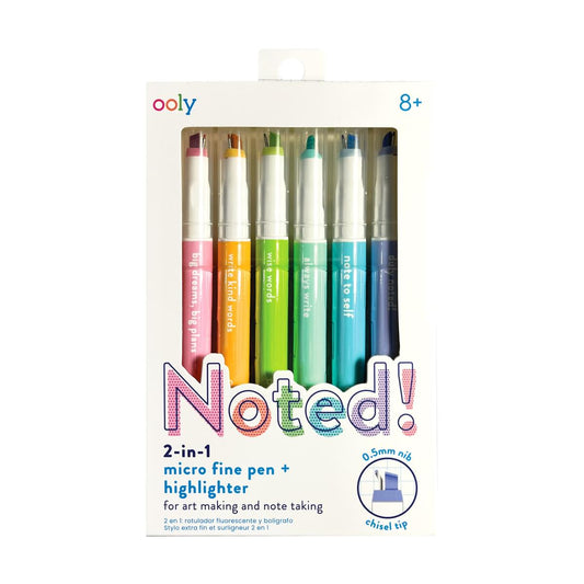 Notat! - Pixuri cu varf microfin si markere 2-in-1 - Set de 6 - Ooly