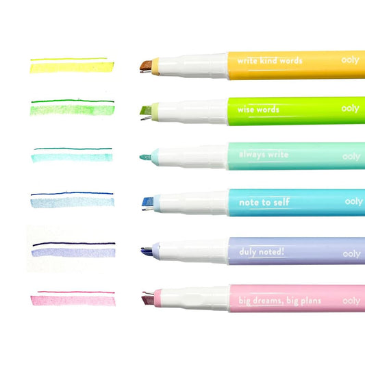 Notat! - Pixuri cu varf microfin si markere 2 - in - 1 - Set de 6 - Ooly - Publisol.ro