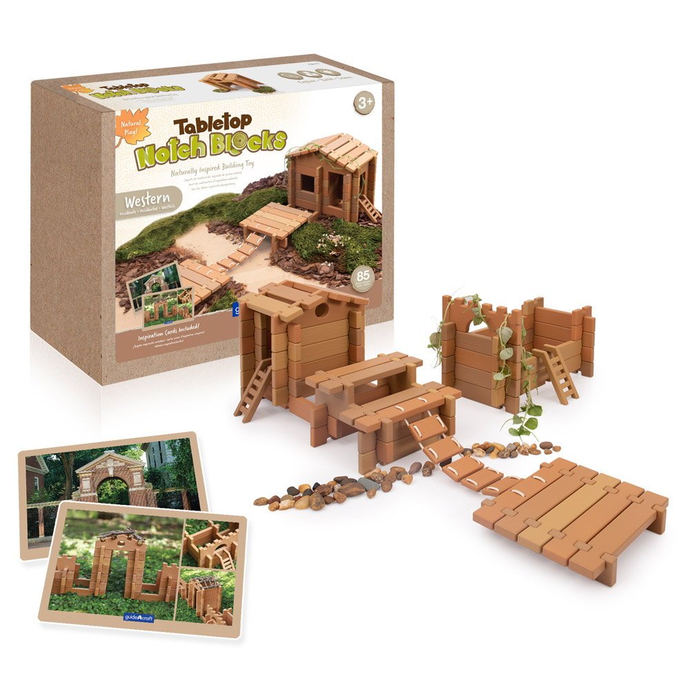 Notch Blocks, kit constructie Western, 85 piese, Guidecraft - Publisol.ro