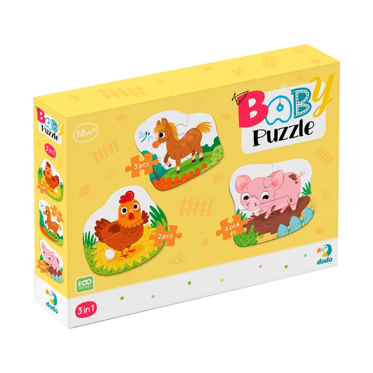 O zi la ferma, puzzle 3 in 1, Dodo Toys - Publisol.ro